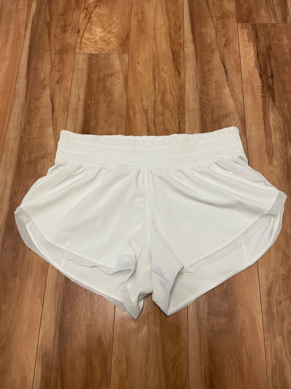 Lululemon White Elastic-Waist Layered Athletic Shorts